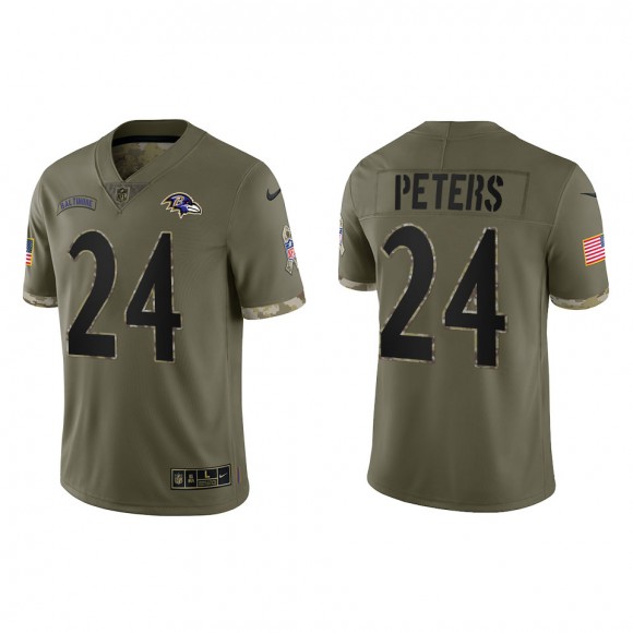 Marcus Peters Baltimore Ravens Olive 2022 Salute To Service Limited Jersey