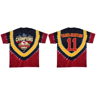 Marquez Valdes-Scantling Kansas City Chiefs Red Super Bowl LVII Champions Shield Tie Dye T-Shirt