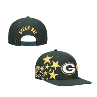 Men Green Bay Packers Pro Standard Green Pink Stars Snapback Hat