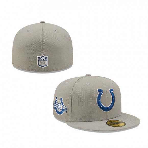 Men Indianapolis Colts Gray Team 30th Anniversary Patch 59FIFTY Fitted Hat