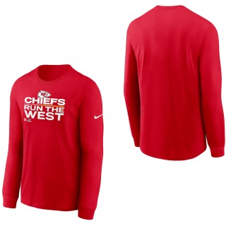 Men Kansas City Chiefs Red 2021 AFC West Division Champions Trophy Collection Long Sleeve T-Shirt