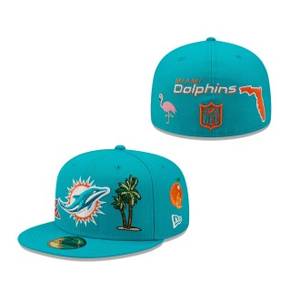 Men Miami Dolphins Aqua Team Local 59FIFTY Fitted Hat