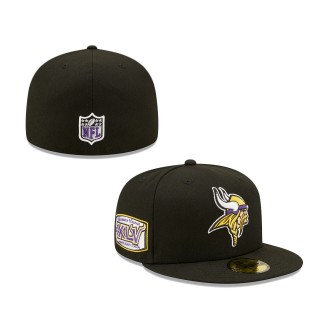 Men Minnesota Vikings Black Team 45th Anniversary Patch 59FIFTY Fitted Hat