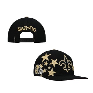 Men New Orleans Saints Pro Standard Black Pink Stars Snapback Hat