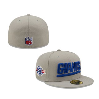 Men New York Giants Gray Team 80th Anniversary Patch 59FIFTY Fitted Hat