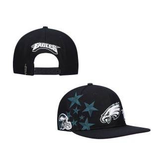 Men Philadelphia Eagles Pro Standard Black Pink Stars Snapback Hat