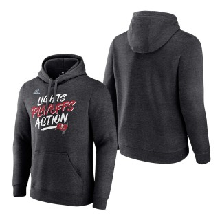 Men Tampa Bay Buccaneers Charcoal 2021 NFL Playoffs Bound Lights Action Pullover Hoodie