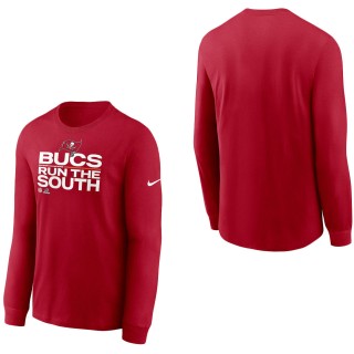 Men Tampa Bay Buccaneers Red 2021 NFC South Division Champions Trophy Collection Long Sleeve T-Shirt