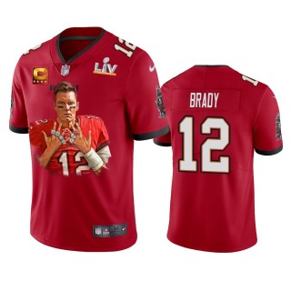Tampa Bay Buccaneers Tom Brady Red Super Bowl LV Champions 7 Rings Jersey