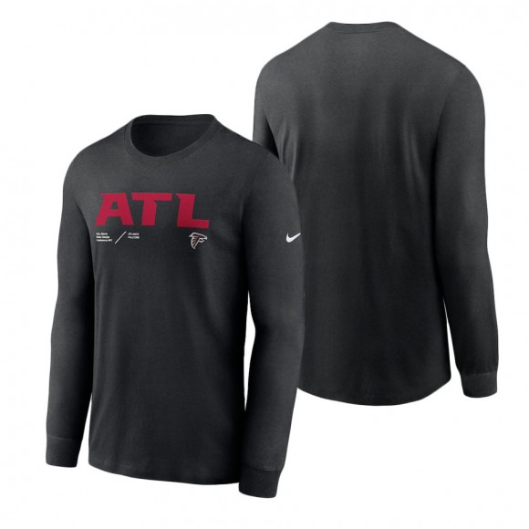 Men's Atlanta Falcons Black Infograph Lock Up Performance Long Sleeve T-Shirt