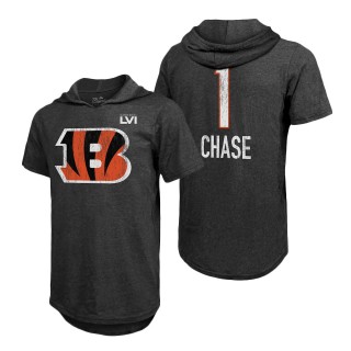 Cincinnati Bengals Ja'Marr Chase Black Super Bowl LVI Bound Short Sleeve Hoodie T-Shirt