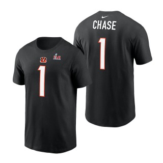 Cincinnati Bengals Ja'Marr Chase Black Super Bowl LVI Bound Name & Number T-Shirt