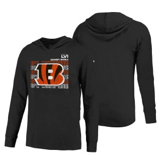 Cincinnati Bengals Black 2021 AFC Champions Retro Repeat Long Sleeve Hoodie T-Shirt