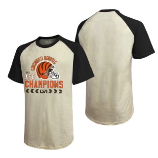 Cincinnati Bengals Cream Black 2021 AFC Champions Raglan T-Shirt