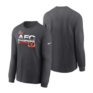 Cincinnati Bengals Anthracite 2021 AFC Champions Locker Room Trophy Collection Long Sleeve T-Shirt