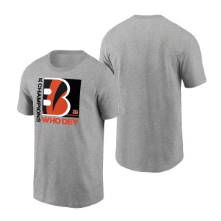 Cincinnati Bengals Heathered Charcoal 2021 AFC Champions Team Slogan T-Shirt