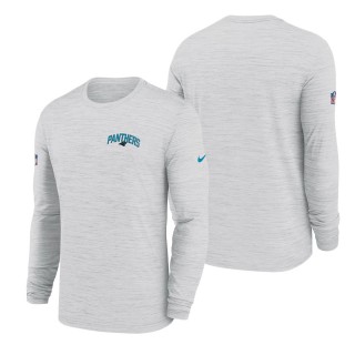 Men's Carolina Panthers White Velocity Athletic Stack Performance Long Sleeve T-Shirt