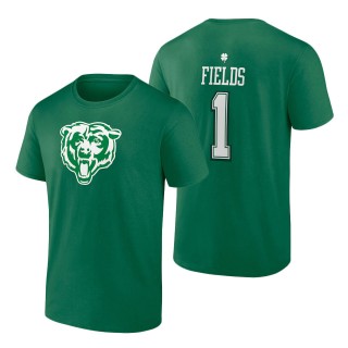 Chicago Bears Justin Fields Green St. Patrick's Day Icon Player T-Shirt