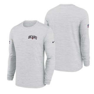 Men's Chicago Bears White Velocity Athletic Stack Performance Long Sleeve T-Shirt