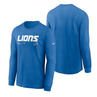 Men's Detroit Lions Blue Infograph Lock Up Performance Long Sleeve T-Shirt