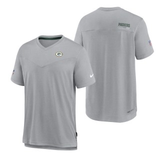 Men's Green Bay Packers Gray Sideline Coach Chevron Lock Up Performance T-Shirt