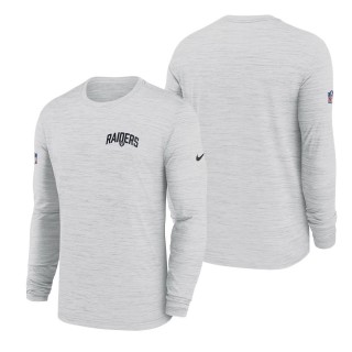 Men's Las Vegas Raiders White Velocity Athletic Stack Performance Long Sleeve T-Shirt
