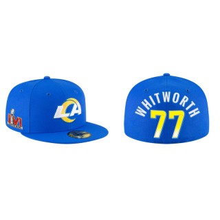 Super Bowl LVI Champions Rams Andrew Whitworth Royal Fitted Hat