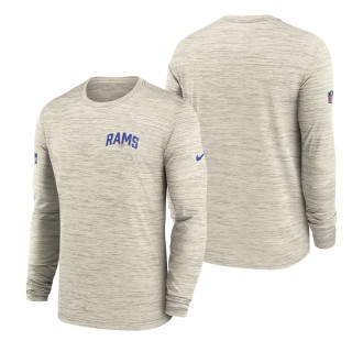 Men's Los Angeles Rams Cream Velocity Athletic Stack Performance Long Sleeve T-Shirt