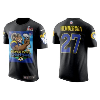 Super Bowl LVI Champions Rams Darrell Henderson Black Cartoon T-Shirt