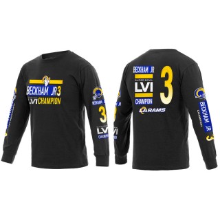 Super Bowl LVI Champions Rams Odell Beckham Jr. Black Long Sleeve T-Shirt
