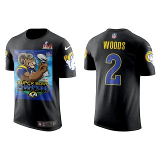 Super Bowl LVI Champions Rams Robert Woods Black Cartoon T-Shirt
