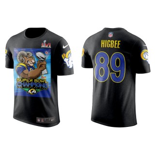 Super Bowl LVI Champions Rams Tyler Higbee Black Cartoon T-Shirt