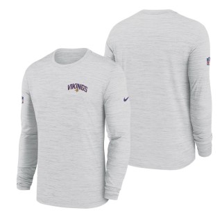 Men's Minnesota Vikings White Velocity Athletic Stack Performance Long Sleeve T-Shirt