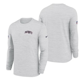Men's New England Patriots White Velocity Athletic Stack Performance Long Sleeve T-Shirt