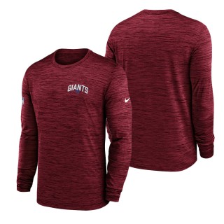 Men's New York Giants Red Velocity Athletic Stack Performance Long Sleeve T-Shirt