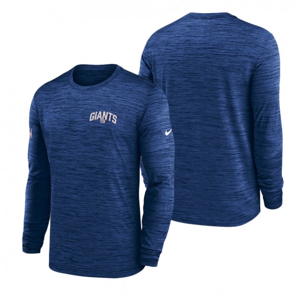 Men's New York Giants Royal Velocity Athletic Stack Performance Long Sleeve T-Shirt