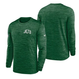 Men's New York Jets Green Velocity Athletic Stack Performance Long Sleeve T-Shirt