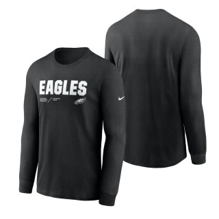 Men's Philadelphia Eagles Black Infograph Lock Up Performance Long Sleeve T-Shirt