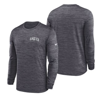 Men's Philadelphia Eagles Charcoal Velocity Athletic Stack Performance Long Sleeve T-Shirt