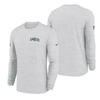 Men's Philadelphia Eagles White Velocity Athletic Stack Performance Long Sleeve T-Shirt