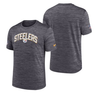 Men's Pittsburgh Steelers Black Velocity Athletic Stack Performance T-Shirt