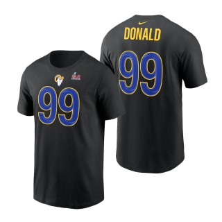 Los Angeles Rams Aaron Donald Black Super Bowl LVI Bound Name & Number T-Shirt