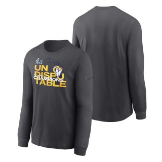 Los Angeles Rams Anthracite Super Bowl LVI Champions Slogan Long Sleeve T-Shirt