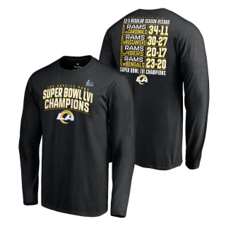 Los Angeles Rams Black Super Bowl LVI Champions Schedule Long Sleeve T-Shirt