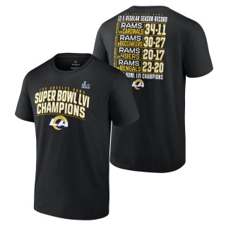 Los Angeles Rams Black Super Bowl LVI Champions Schedule T-Shirt