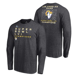 Los Angeles Rams Charcoal Super Bowl LVI Champions Roster Signature Long Sleeve T-Shirt