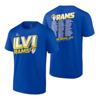Los Angeles Rams Royal Super Bowl LVI Bound Tilted Roster T-Shirt