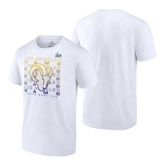 Los Angeles Rams White Super Bowl LVI Bound Color Fade Repeat T-Shirt