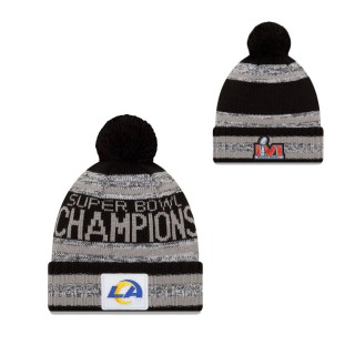 Los Angeles Rams Gray Black Super Bowl LVI Champions Parade Cuffed Pom Knit Hat