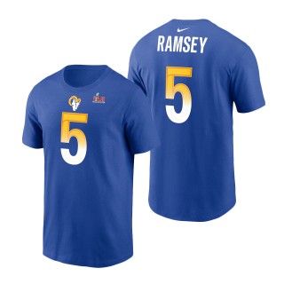 Los Angeles Rams Jalen Ramsey Royal Super Bowl LVI Bound Name & Number T-Shirt